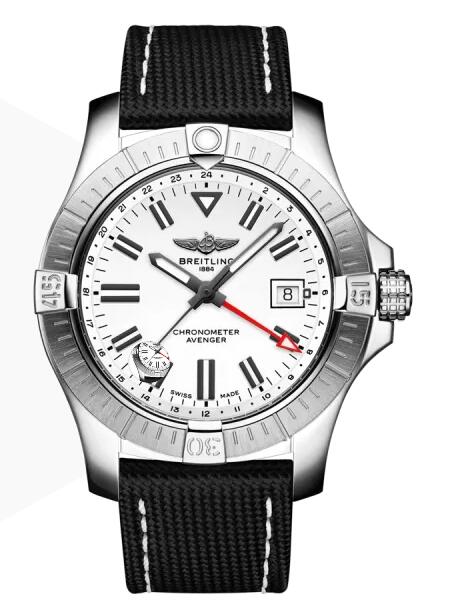 Replica Breitling Avenger Automatic GMT 43 Stainless Steel White A32397101A1X1 Men watch